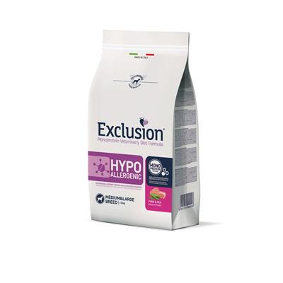 Exclusion Diet Hypoallergenic Medium&Large Breed Maiale,Piselli 12kg