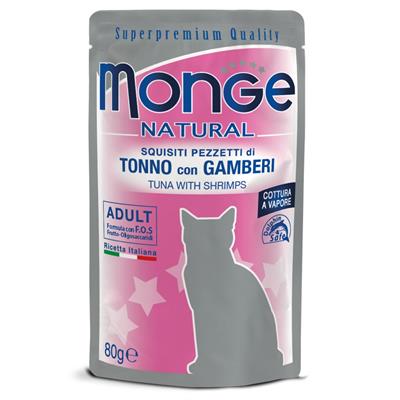 Monge Natural Cat Buste Tonno con Gamberi 80 g