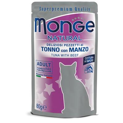 Monge Natural Cat Buste Tonno con Manzo 80 g