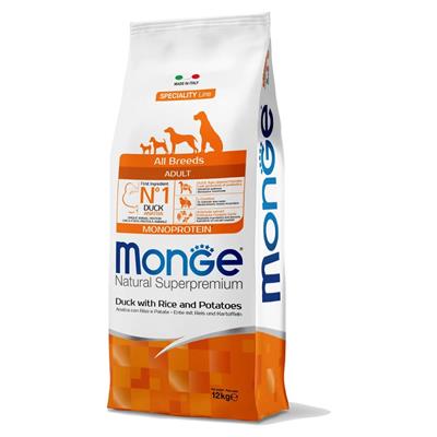 Monge Superpremium Cane AllBreed Adult Anatra, Riso e Patate 12 kg