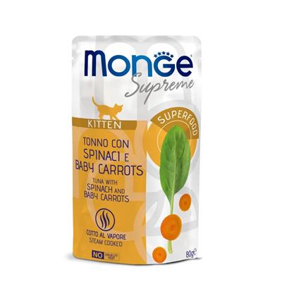 Monge Supreme Cat Buste Kitten Tonno con Spinaci e Baby Carrots 80 g