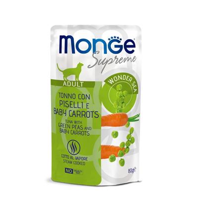 Monge Supreme Cat Buste Adult Tonno con Piselli e Baby Carrots 80 g