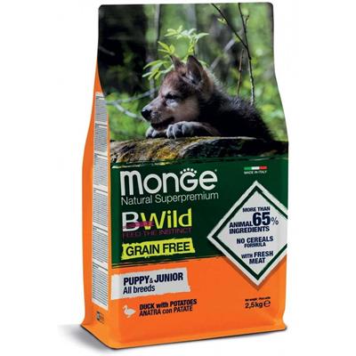 Monge BWild Grain Free Puppy&Junior AllBreed Anatra e Patate 2,5 kg