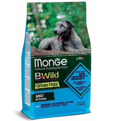 Monge BWild Grain Free AllBreed Acciughe, Patate e Piselli 2,5 kg