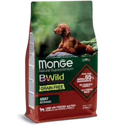 Monge BWild Grain Free Adult AllBreed Agnello,Patate e Piselli 2,5kg