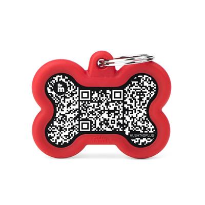 Medaglietta Hushtag PLUS QR Code Osso Rosso