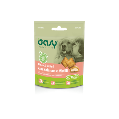 Oasy Biscotti Ripieni Cani Salmone e Mirtilli 70 g