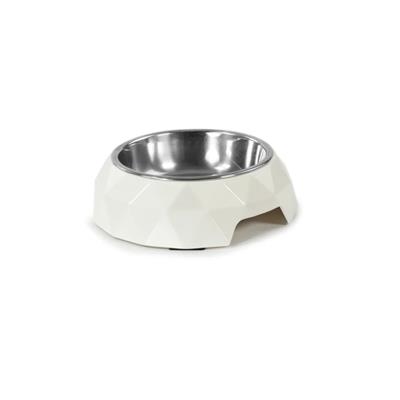 Ciotola Diamond in Melamina e Inox 350 ml Bianco