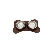 Double Bowl - Set Ciotole in acciaio e silicone 2x210 ml Marrone