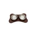 Double Bowl - Set Ciotole in acciaio e silicone 2x210 ml Marrone