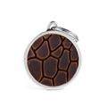 Medaglietta Bronx 3,2x3,7 cm Vera Pelle Marrone
