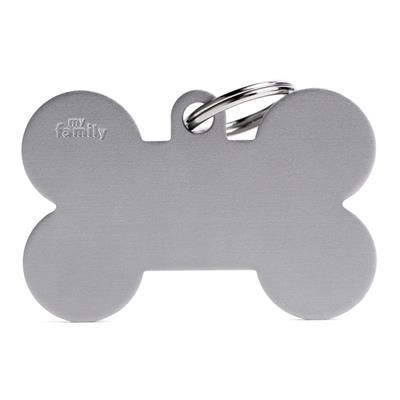 Medaglietta Basic Osso XL 4,8x3,1cm Alluminio Grigio