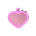 Medaglietta Hustag Alluminio Rosa Con Gomma Rosa Cuore 3,7x3,7 cm