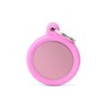 Medaglietta Hustag Alluminio Rosa Con Gomma Rosa Cerchio 3,1x3,8 cm