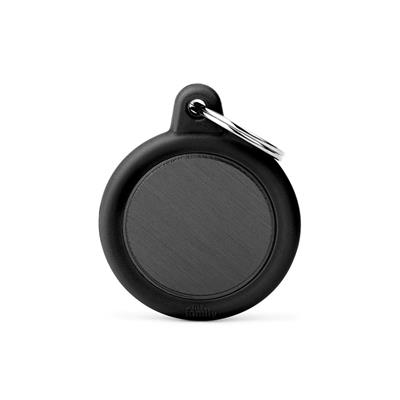 Medaglietta Hustag Alluminio Nero Con Gomma Nero Cerchio 3,1x3,8 cm