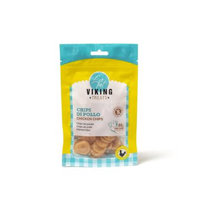 Viking Treats Snack Cane Chips di Pollo 80 g