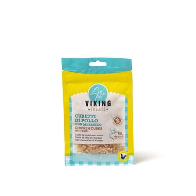 Viking Treats Snack Gatto Cubetti di Pollo con Merluzzo 50 g