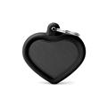Medaglietta Hustag Alluminio Nero Con Gomma Nero Cuore 3,1x3,8 cm