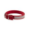 Collare in Camoscio con Strass Bianco 40x2,0 cm Rosso