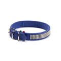 Collare in Camoscio con Strass Bianco 25x1,5 cm Blu
