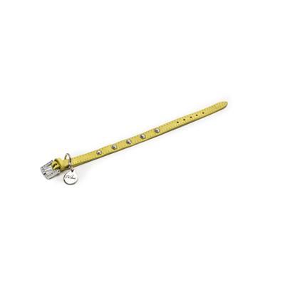 Collare in Pelle con Strass 25x1,2 cm Giallo