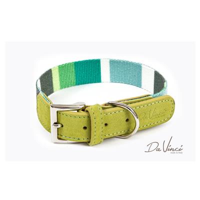 Collare in Tessuto Rigato e Pelle 50x3,0 cm