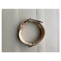 Collare in Cuoio Sagomato con Salvapelo e Borchie Coniche Beige