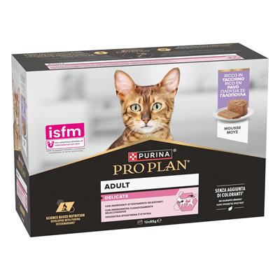 Purina Pro Plan Cane Delicate Mousse Tacchino 12x85 g