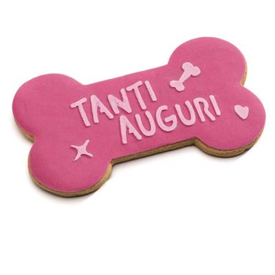 Biscotto Grande Osso Auguri Rosa