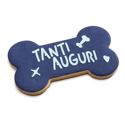 Biscotto Grande Osso Auguri Blu